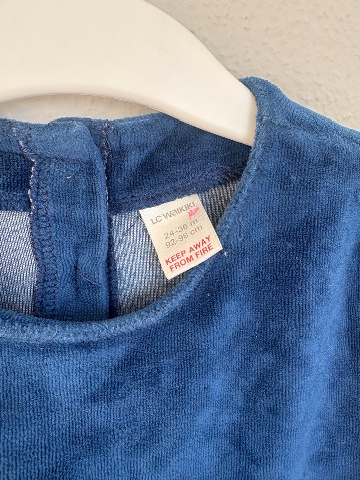 Kız Çocuk Uzun Kollu Mavi Pileli Elbise - Görsel 2