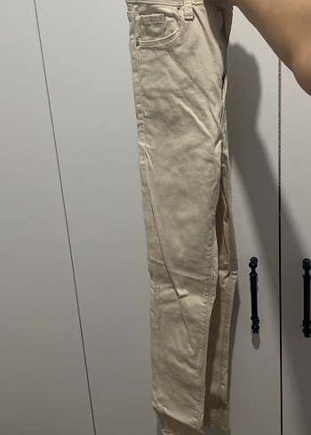 Diğer Kadın Bej Pamuklu Fermuarlı Pantolon