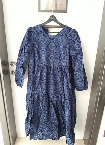 Fashion Fisto Lacivert 38 40 beden uyumlu uzun elbise