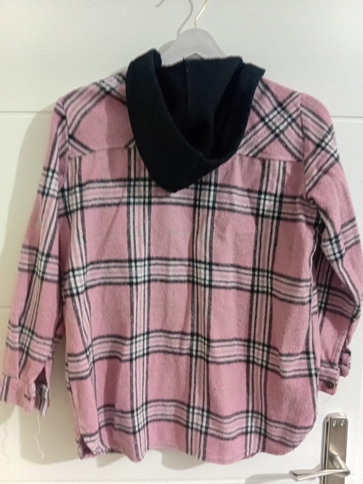 Düğmeli Pembe Ekose Mini Gömlek - Görsel 2