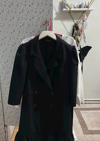 Zara Sikligin Simgesi Siyah Puskullu Blazer Elbise