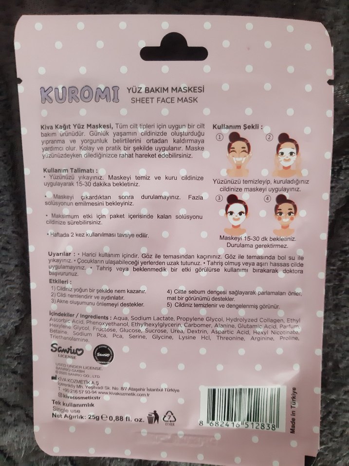 Kiva Kuromi ve Hello Kitty Yüz Maskeleri - Görsel 5