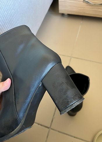 39 Beden siyah Renk Siyah Deri Stiletto Topuklu Bot