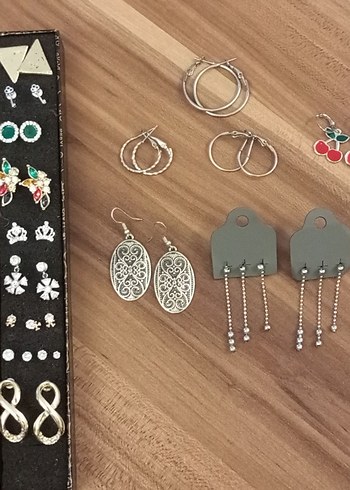 Gri Boncuklu Bohem Nakışlı Küpeler - Görsel 2