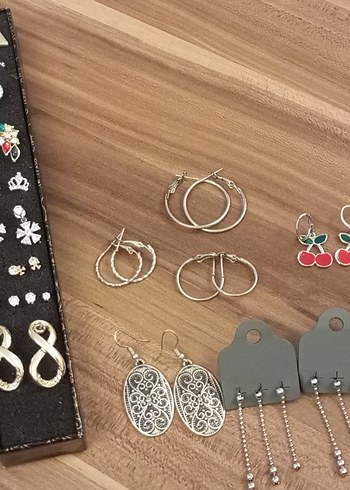 Gri Boncuklu Bohem Nakışlı Küpeler - Görsel 3