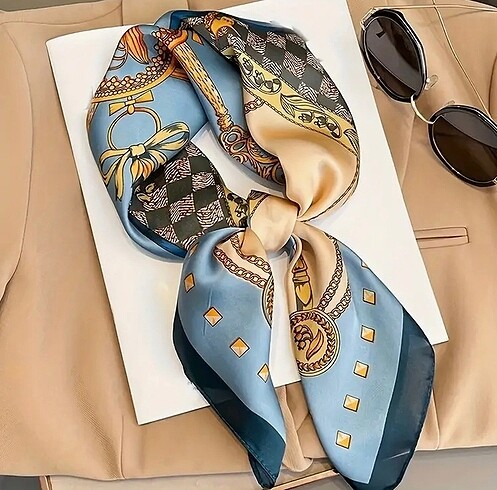 Vintage Blue Fular Eşarp