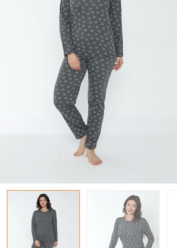 Gri Baskılı Rahat Kadın Pijama Takımı