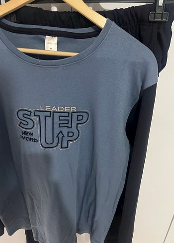 Erkek Mavi Gri Baskılı Uzun Kollu Pijama Takımı - Görsel 2