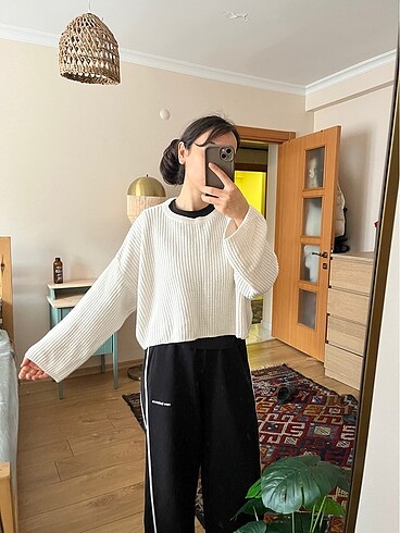 beyaz oversize kazak