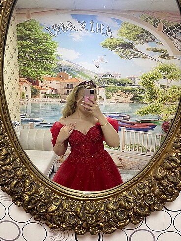 Tasarımcı Özel Dikim Kırmızı Kına elbisesi