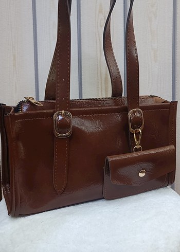 Diğer Kahverengi Parlak Deri Vintage Kadın Çanta