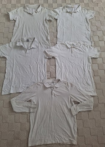 5 Beyaz Kısa Kollu Polo Tişört - Görsel 5