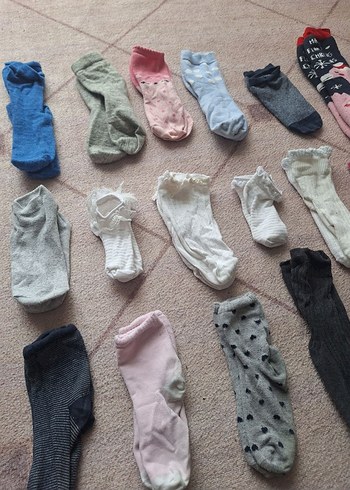 35 Beden gri Renk Kız Çocuk Pamuk Çorap Seti