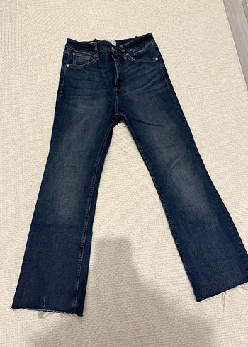 Mango Lacivert Kadın Denim Midi Jean