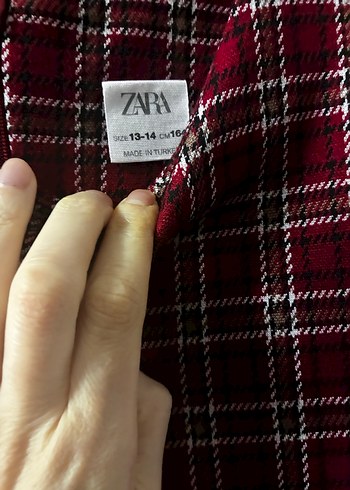 Bordo Kareli Kız Elbise Kısa Kollu - Görsel 2