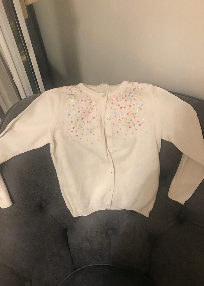 Triko hırka önü pullu kız çocuk - Görsel 2