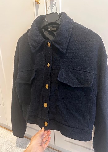 Düğmeli Lacivert Midi Kadın Kaban - Görsel 5