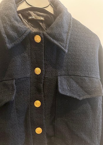 Düğmeli Lacivert Midi Kadın Kaban - Görsel 2