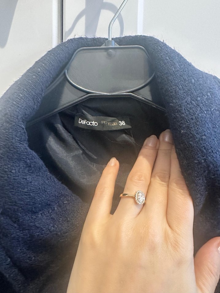 Düğmeli Lacivert Midi Kadın Kaban - Görsel 3