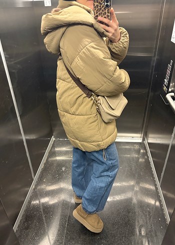 Camel Renkli  Kadın Kışlık şişme Mont - Görsel 2