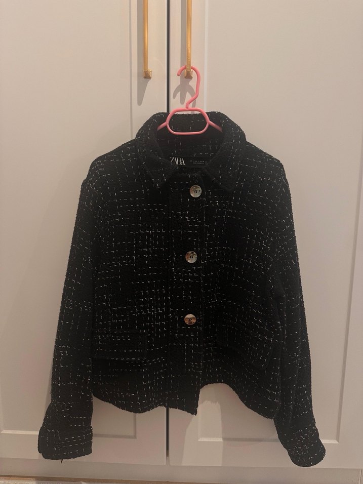 ZARA Siyah Mini Kadın Kaban - Görsel 3