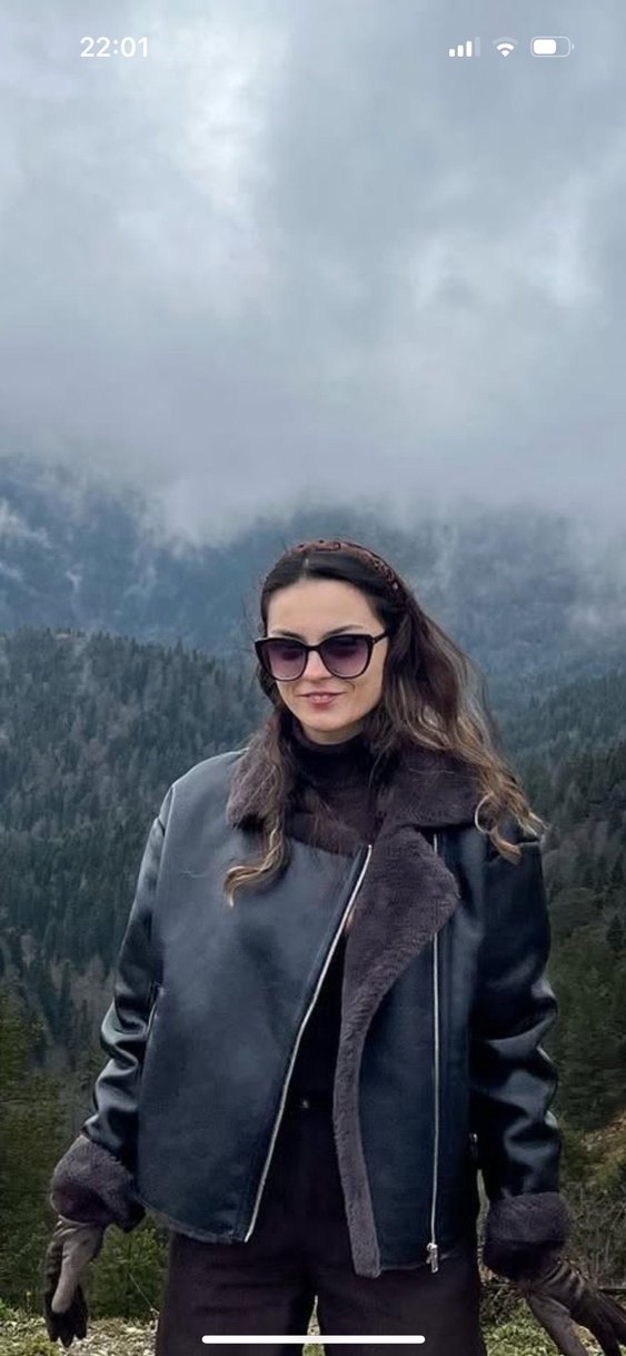 Kahverengi Deri Kürklü Biker Ceket - Görsel 3