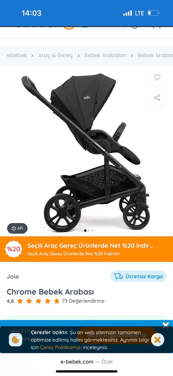 Joie Chrome Bebek Arabası-Gri - Görsel 2