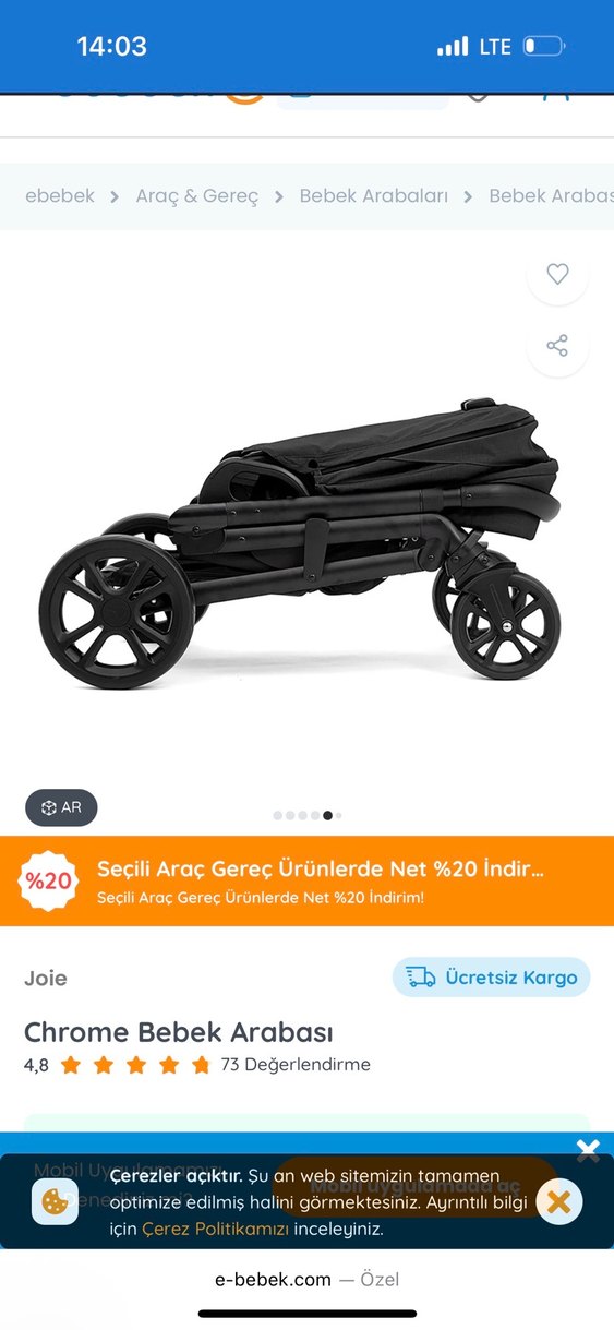 Joie Chrome Bebek Arabası-Gri - Görsel 4