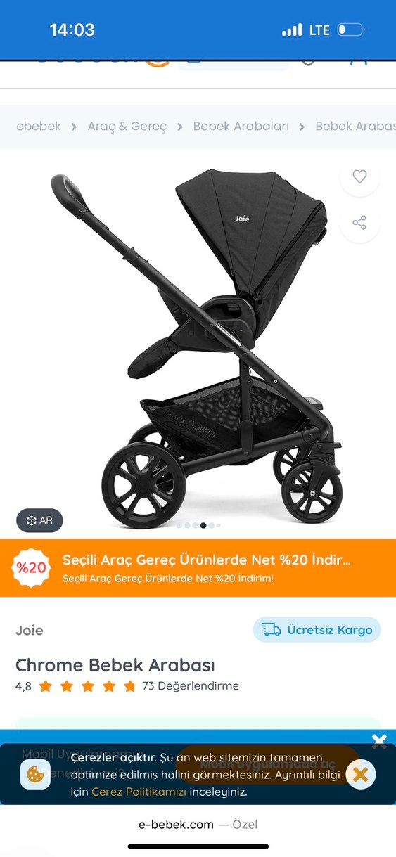 Joie Chrome Bebek Arabası-Gri - Görsel 3