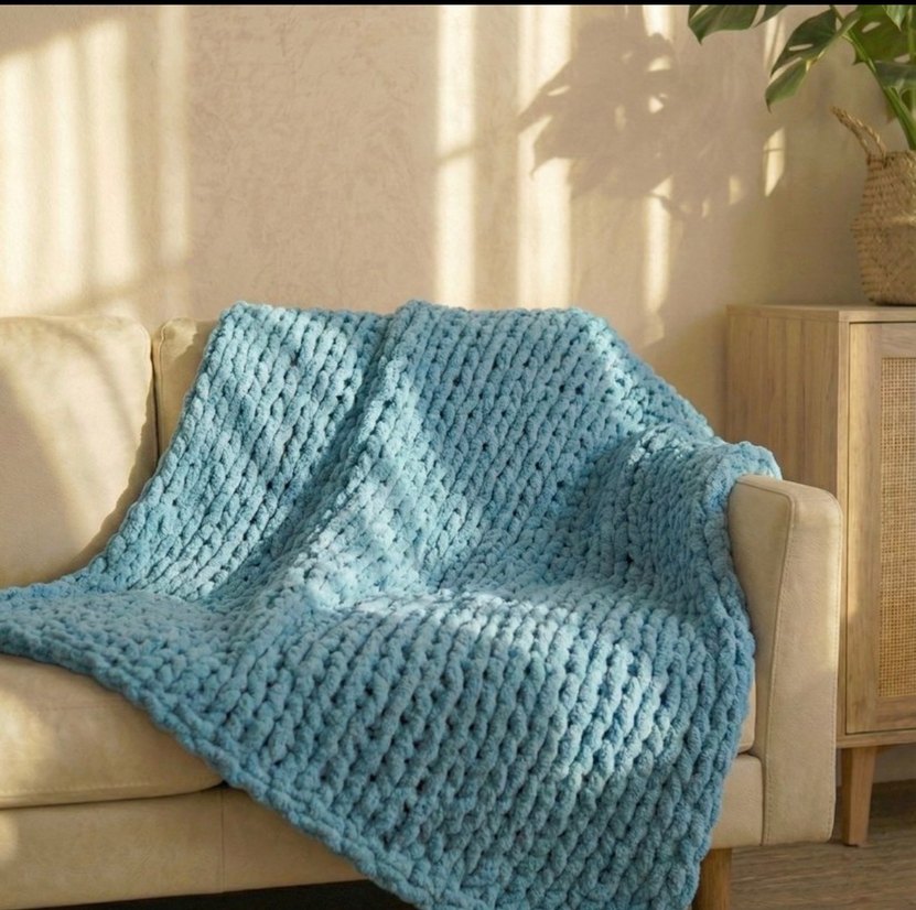 Mavi Örgü Çocuk Battaniyesi - Görsel 2