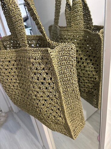  Beden haki Renk Mango model Hasır çanta