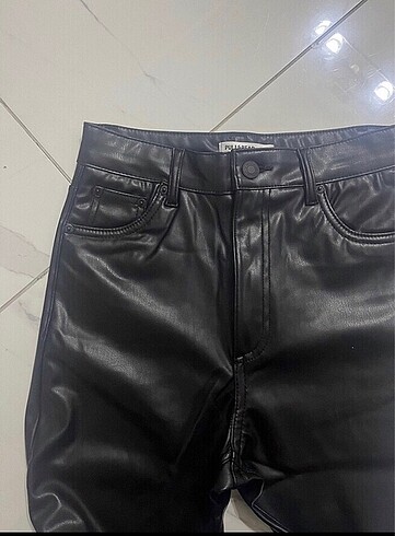 Pull and Bear deri pantolon Yüksel bel