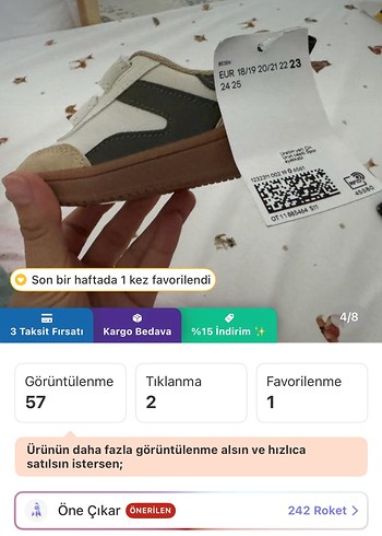 23 Beden beyaz Renk Çocuk Beyaz Cırt Cırtlı Spor Ayakkabı