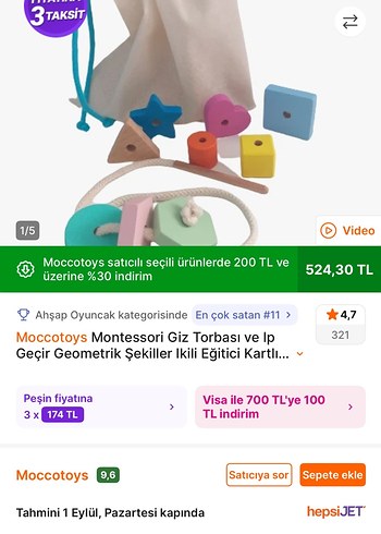 Moccotoys Montessori Geometrik Şekiller Eğitici Oyuncak