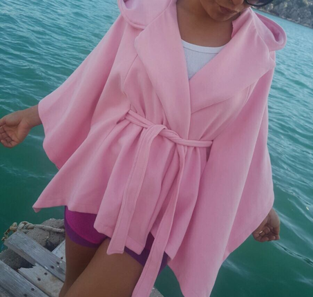 Pembe kaşmir pelerin