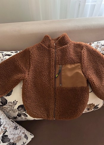Kahverengi Peluş Erkek Çocuk Mont