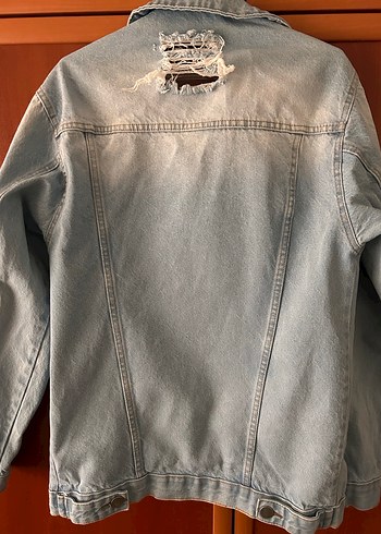 44 Beden mavi Renk Düğmeli Oversize Açık Mavi Denim Ceket