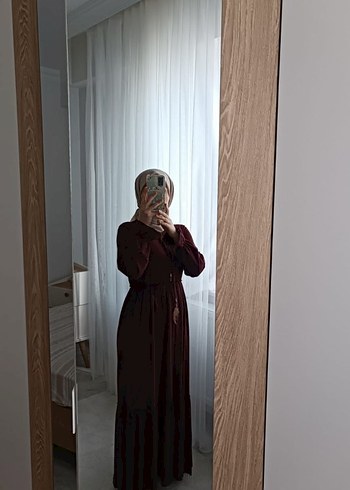 Bordo Bohem Uzun Kollu Uzun Elbise - Görsel 3