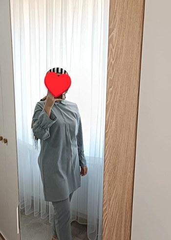 Gri Midi Kadın Takım Elbise - Görsel 2