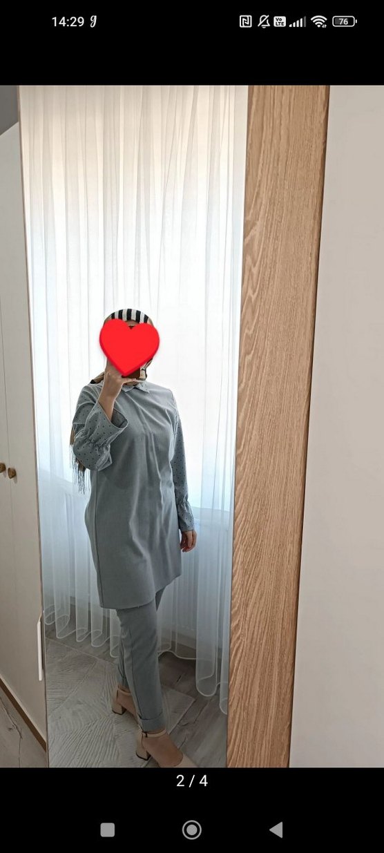 Gri Midi Kadın Takım Elbise - Görsel 2