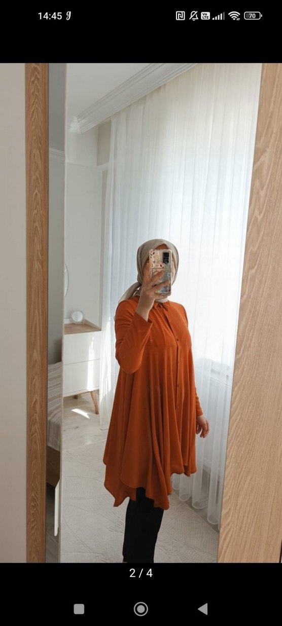 turuncu taba rengi karışımı gömlek - Görsel 2