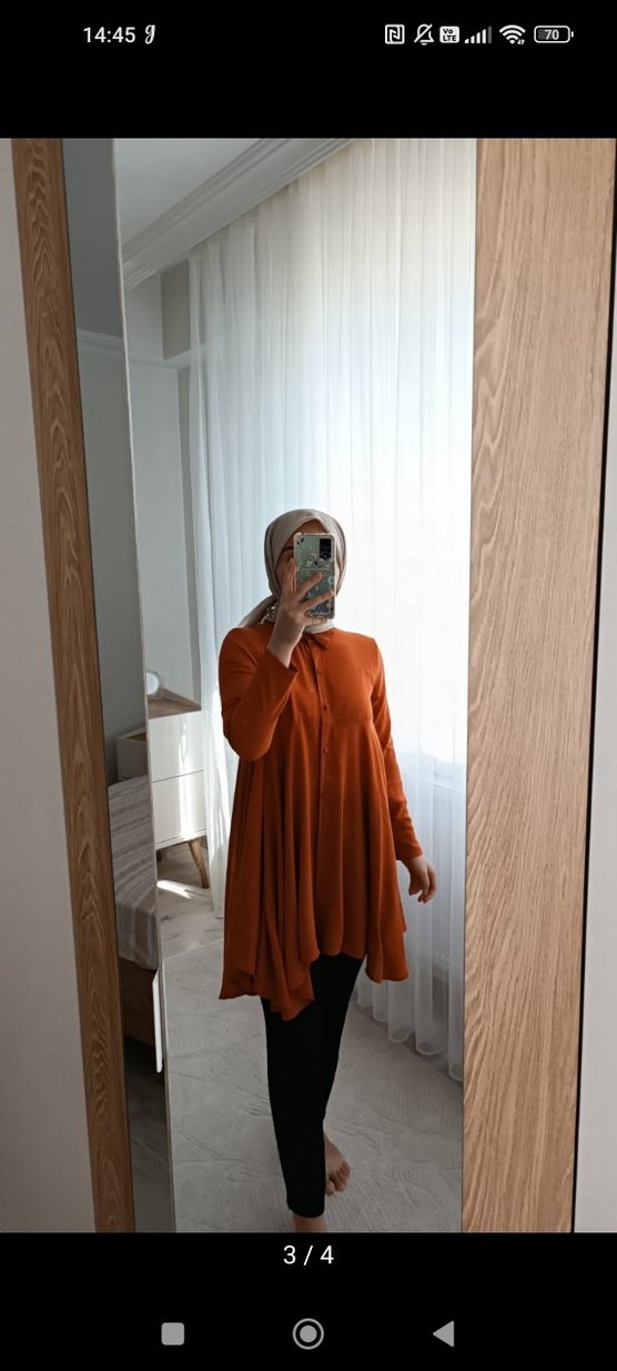 turuncu taba rengi karışımı gömlek - Görsel 3