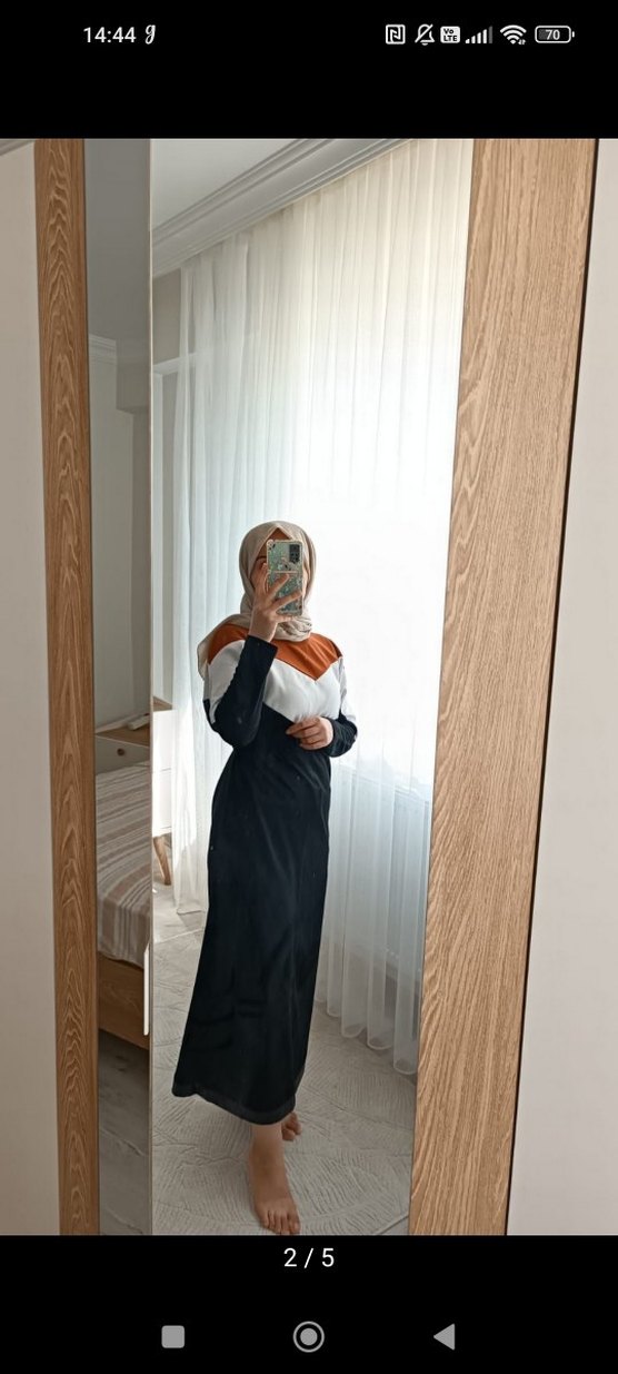 siyah Uzun Kollu Drapeli Kadın Elbise - Görsel 3