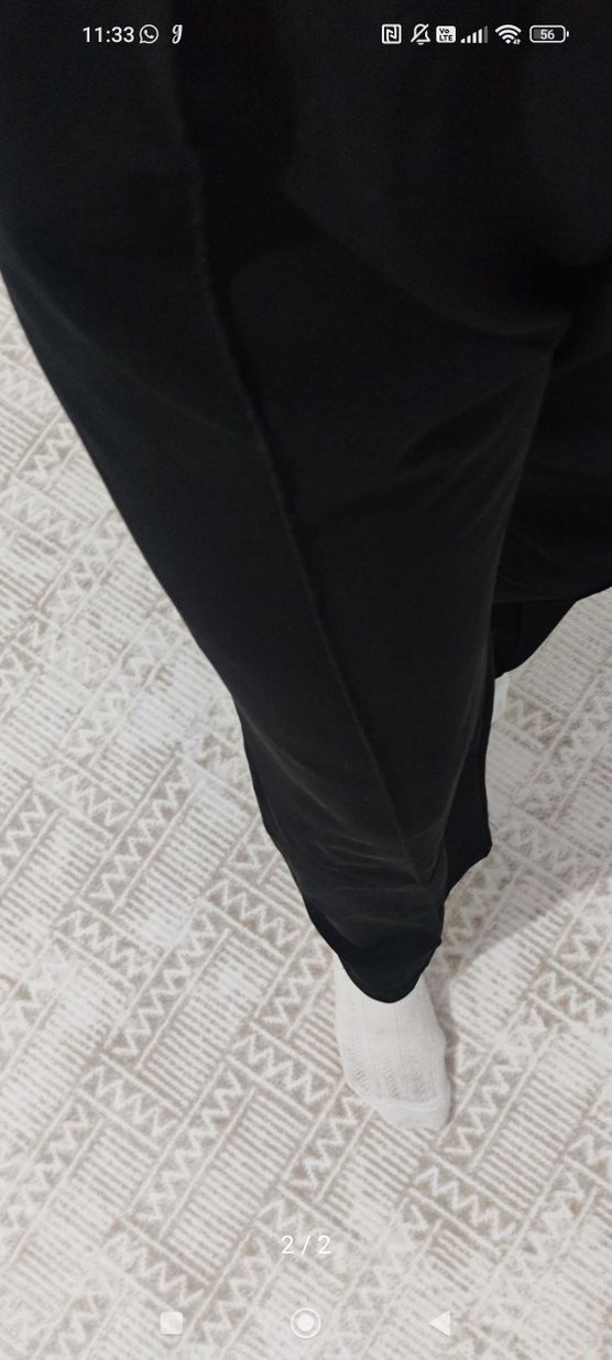siyah kumaş palazzo pantolon - Görsel 2