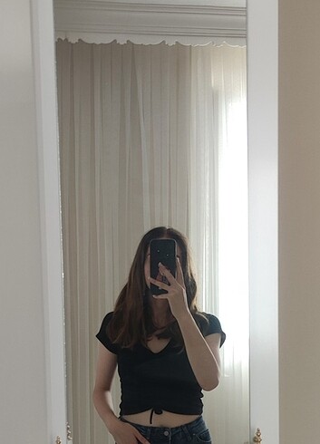 Siyah kısa crop 