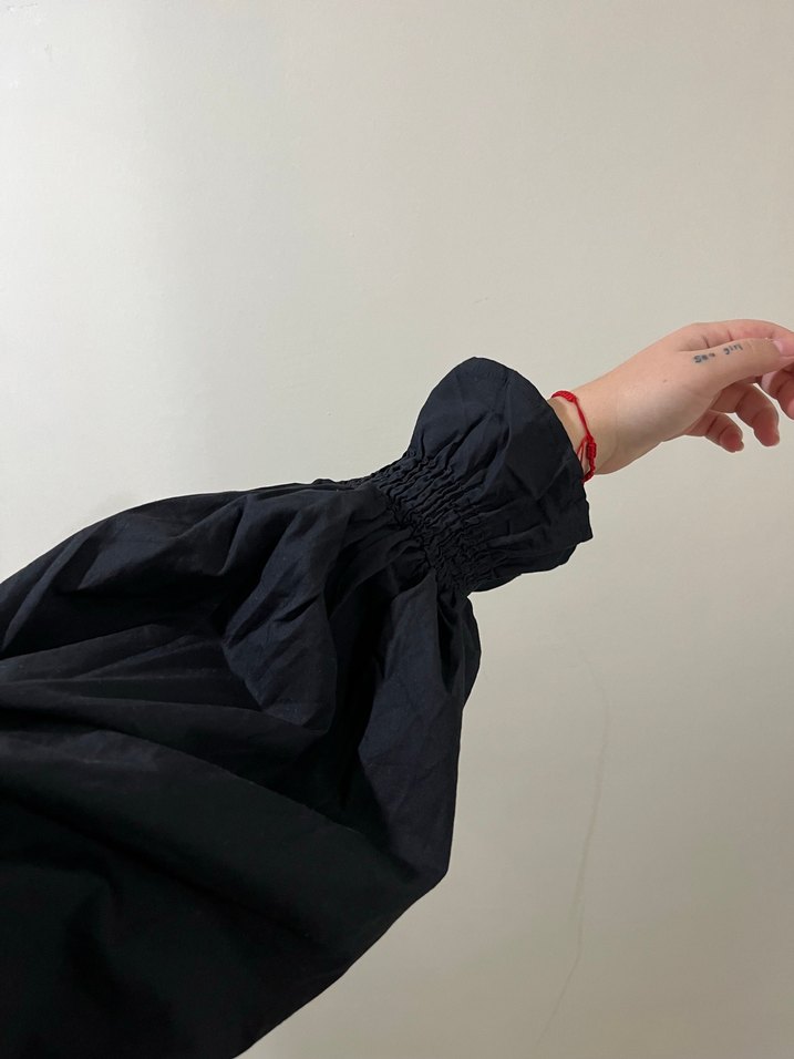 Siyah Midi Oversize Gotik Kadın Elbise - Görsel 2