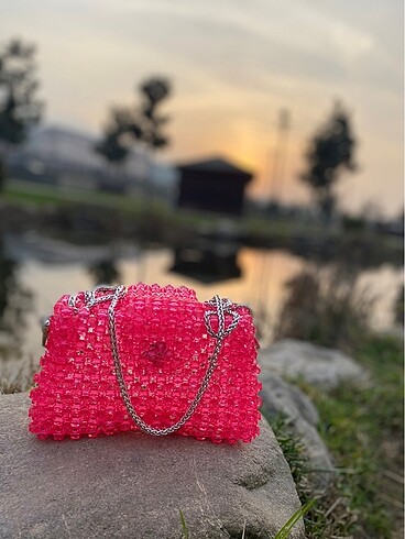 Beden pembe Renk Boncuk çanta (pembe)
