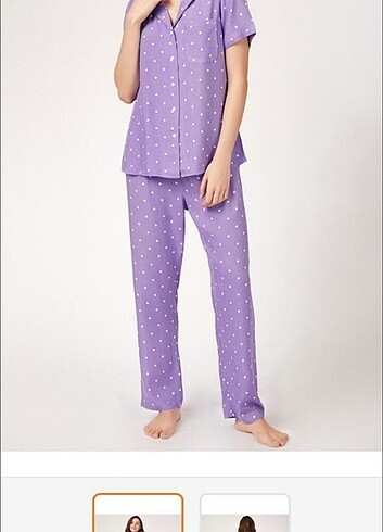 puantiyeli lila pijama takımı