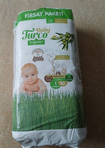 Baby Turco Doğadan 1 Bebek Bezi 50 Adet
