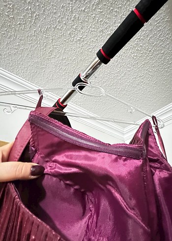 Özel tasarım Bordo Pilili Uzun Abiye Elbise - Görsel 9